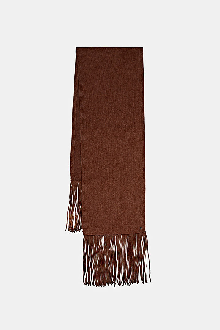 À teneur en laine RWS : l'écharpe à longues franges, RUST BROWN, detail image number 3