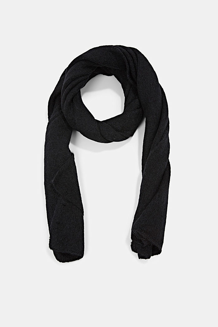 Mit Alpaka/Wolle: unifarbener Schal, BLACK, detail image number 0