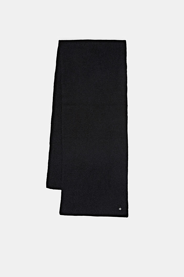 Mit Alpaka/Wolle: unifarbener Schal, BLACK, detail image number 3