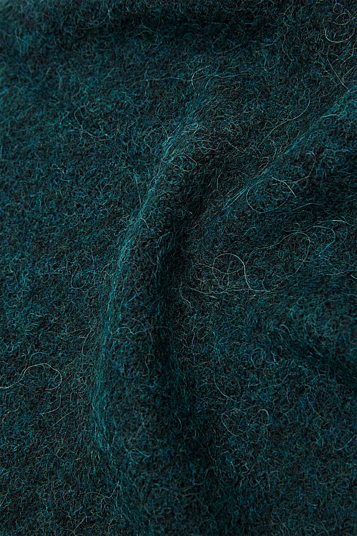 Alpaca/wool blend: plain scarf, DARK TEAL GREEN, detail image number 2