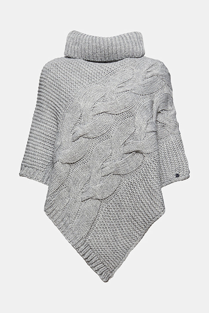 Wool/alpaca blend: poncho in cable knit