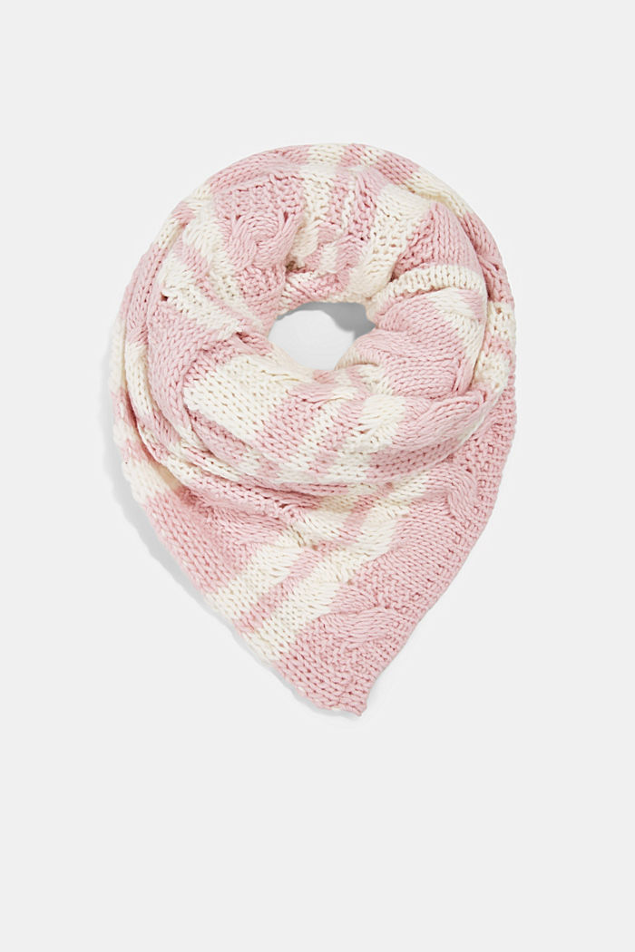 Met alpaca/wol: gebreide sjaal met kabelpatroon, PINK, detail image number 0