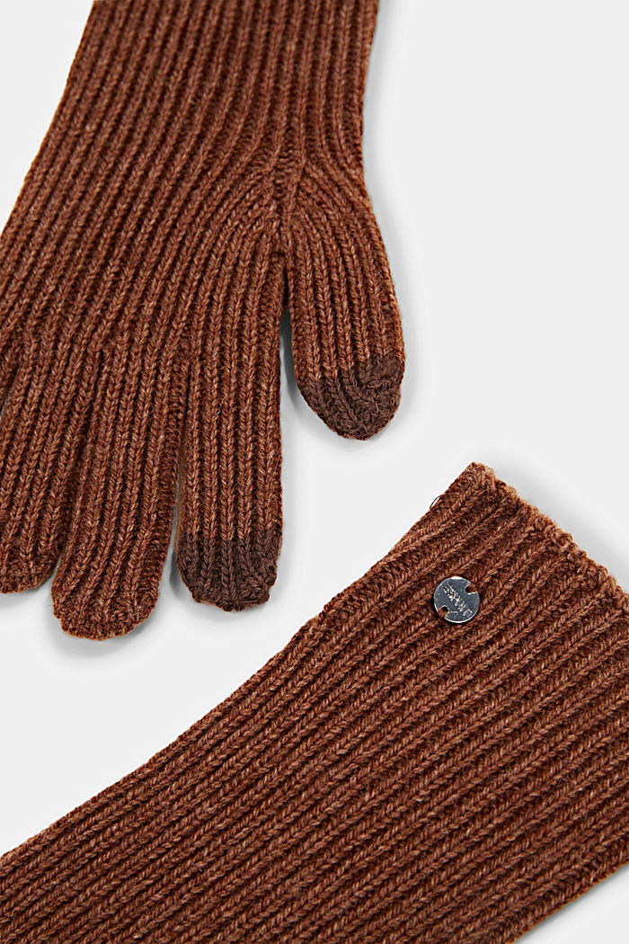 Con lana RWS: guantes de punto, RUST BROWN, detail image number 1