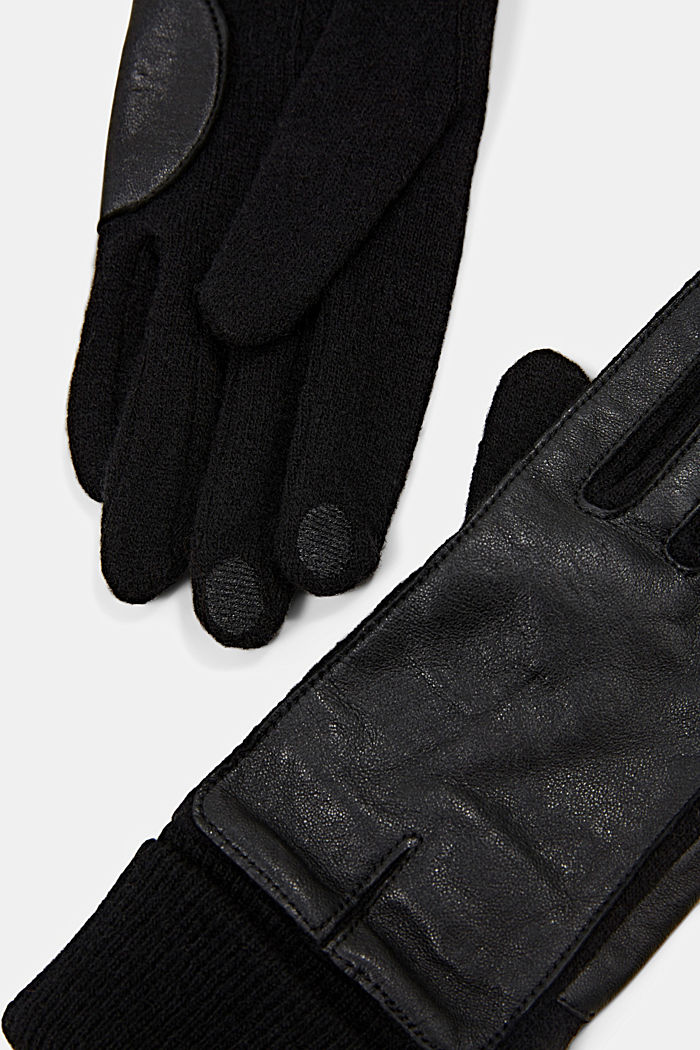 Handschuhe aus Material-Mix, BLACK, detail image number 1