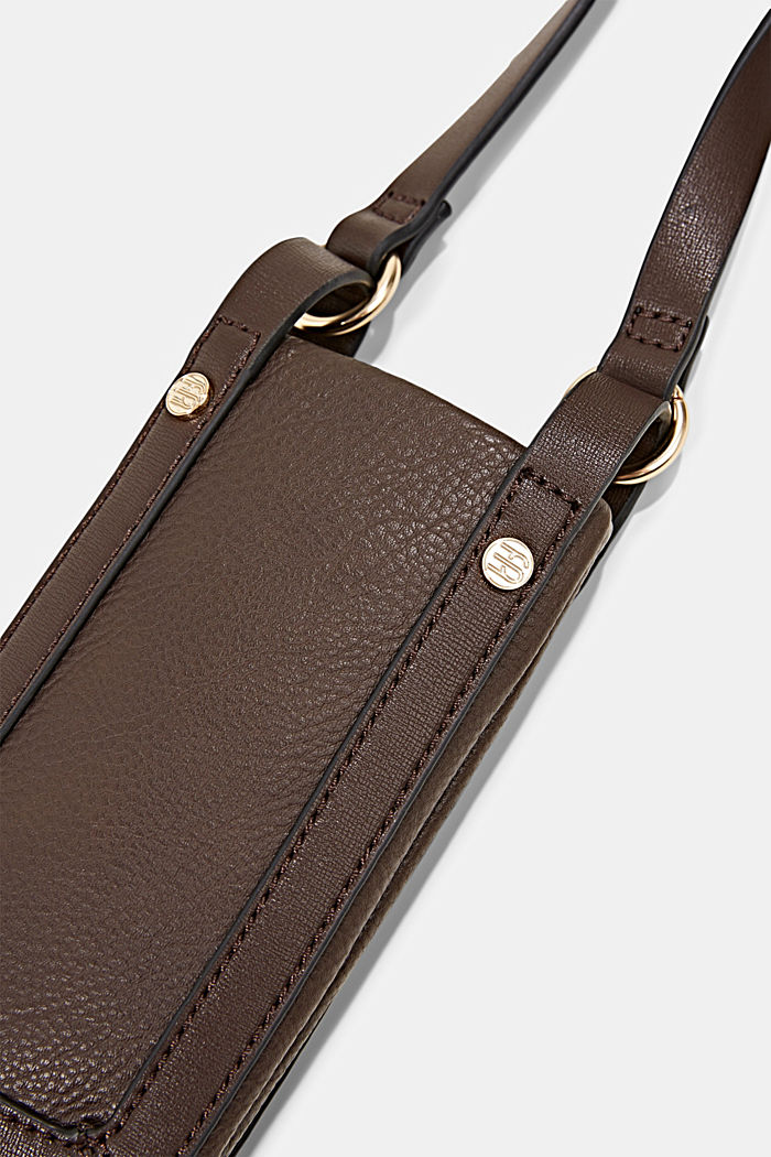 Faux leather phone bag, DARK BROWN, detail image number 2
