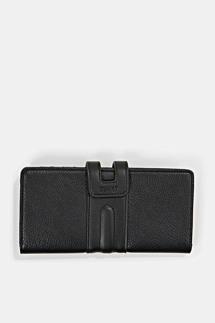 Faux leather wallet with a border, BLACK, detail image number 0