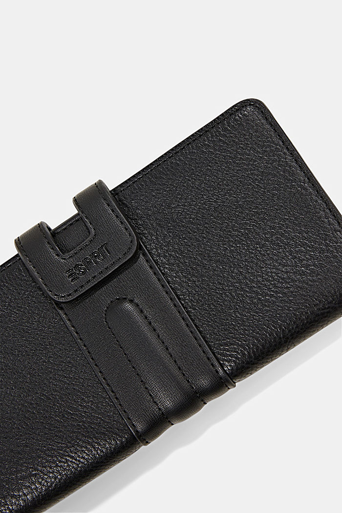 Faux leather wallet with a border, BLACK, detail image number 1