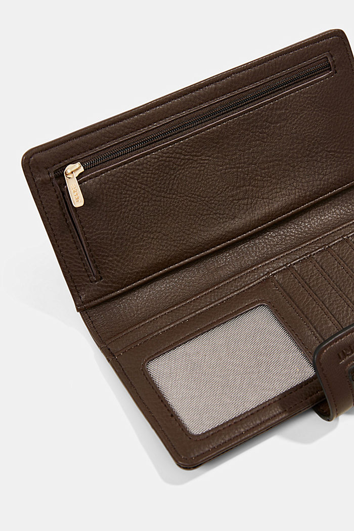 Faux leather wallet with a border, DARK BROWN, detail image number 1