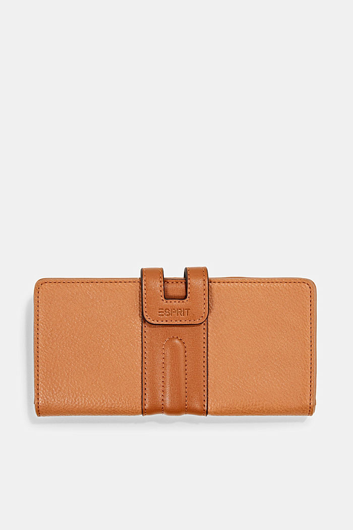 Faux leather wallet with a border, RUST BROWN, overview
