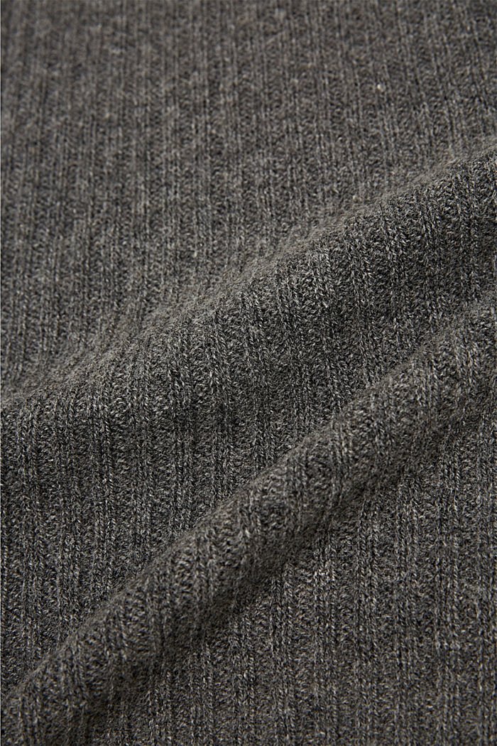 Cashmere blend: ribbed knit scarf, GREY, detail image number 2