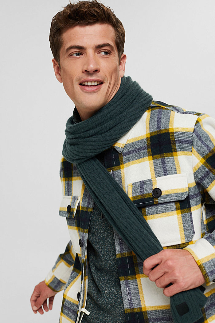 Cashmere blend: ribbed knit scarf, TEAL BLUE, detail image number 3