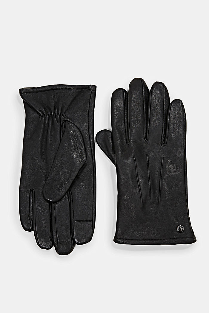 Gloves made of high-quality leather, BLACK, overview