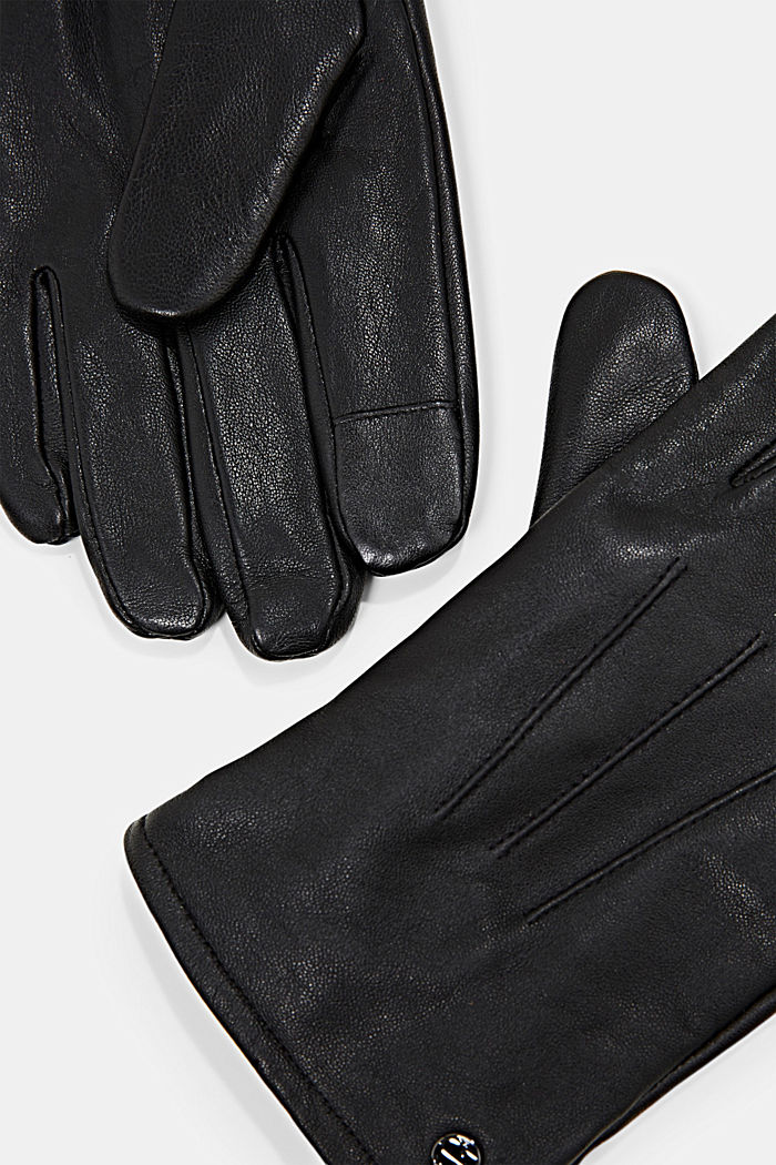 Gloves made of high-quality leather, BLACK, detail image number 1