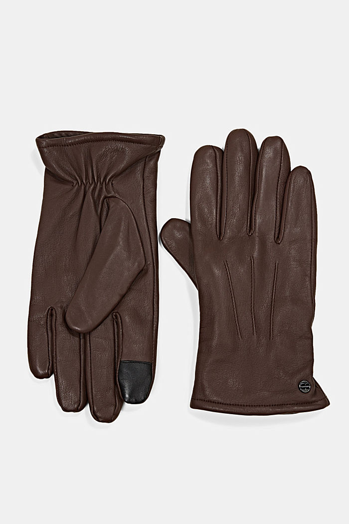 Gloves made of high-quality leather, DARK BROWN, detail image number 0