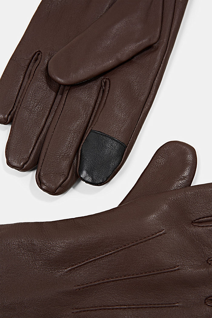 Gloves made of high-quality leather, DARK BROWN, detail image number 1