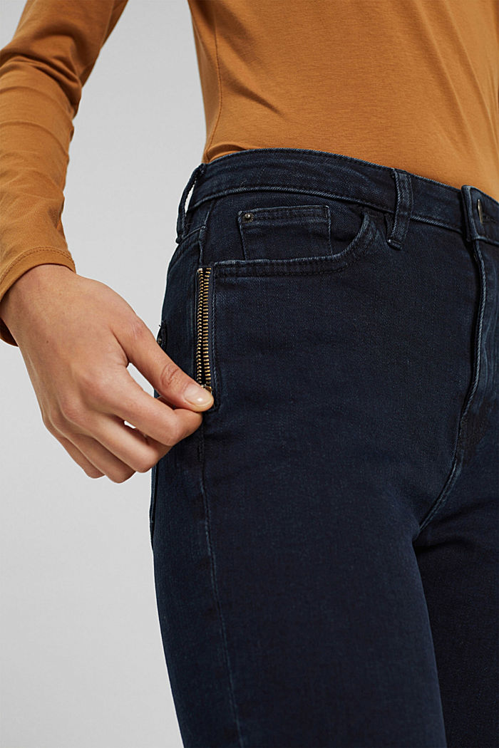 High-waisted jeans made of organic cotton, BLUE BLACK, detail image number 2