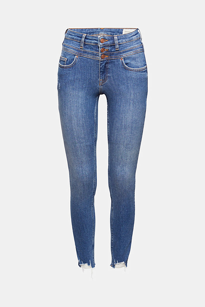 Blended organic cotton jeans with a button detail, BLUE DARK WASHED, detail image number 7