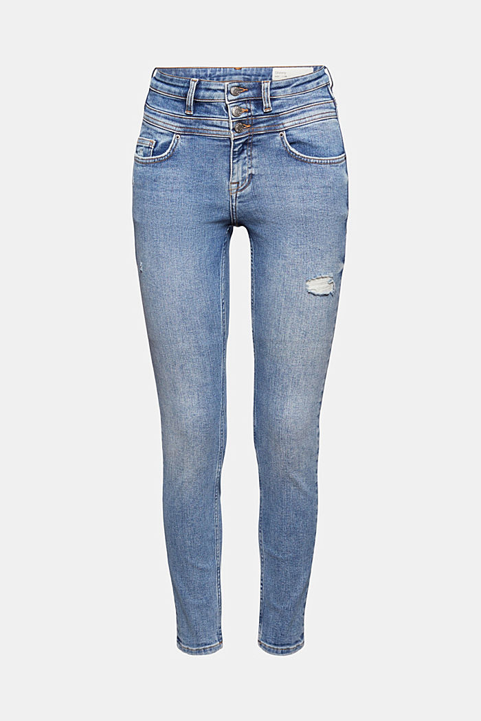 Jeans med knappdetalj, ekobomullsmix
