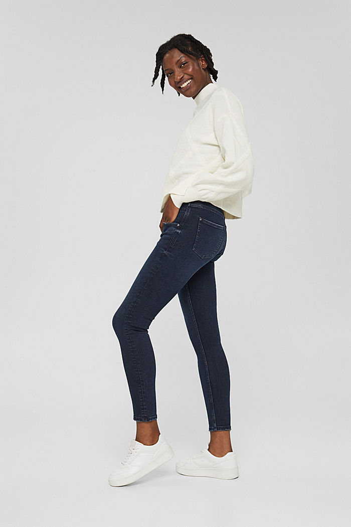 Blended organic cotton jeans with a button detail, BLUE BLACK, detail image number 7