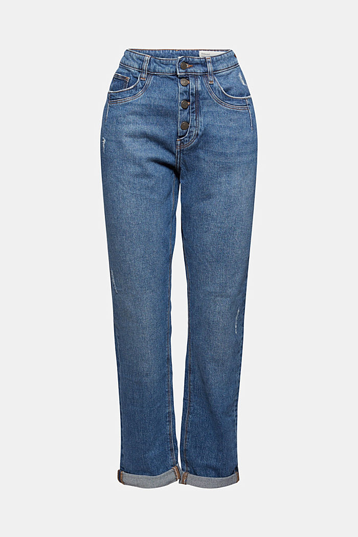 Button-fly jeans made of organic cotton, BLUE MEDIUM WASHED, overview