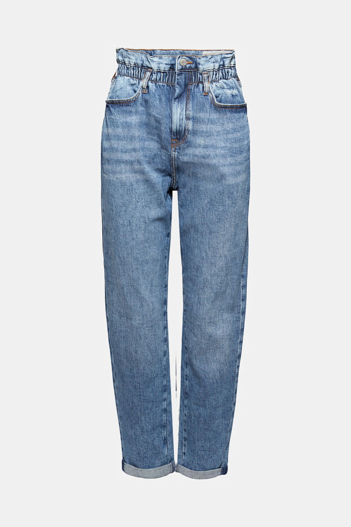 Blended organic cotton jeans with an elasticated waistband, BLUE MEDIUM WASHED, detail image number 6