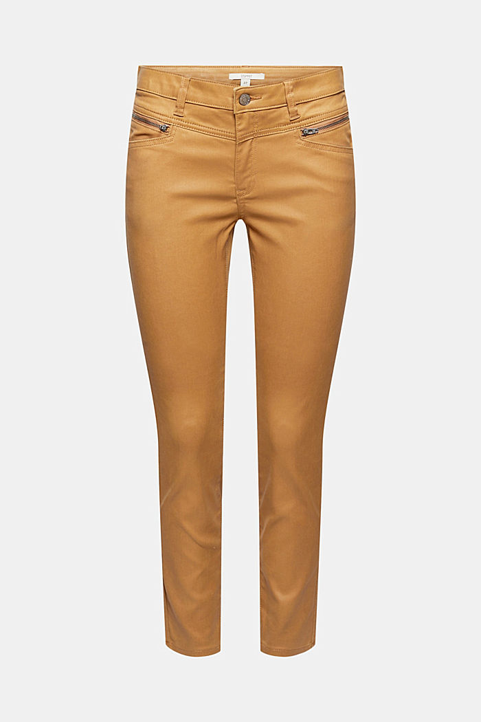 Coated trousers with zips, CAMEL, detail image number 7