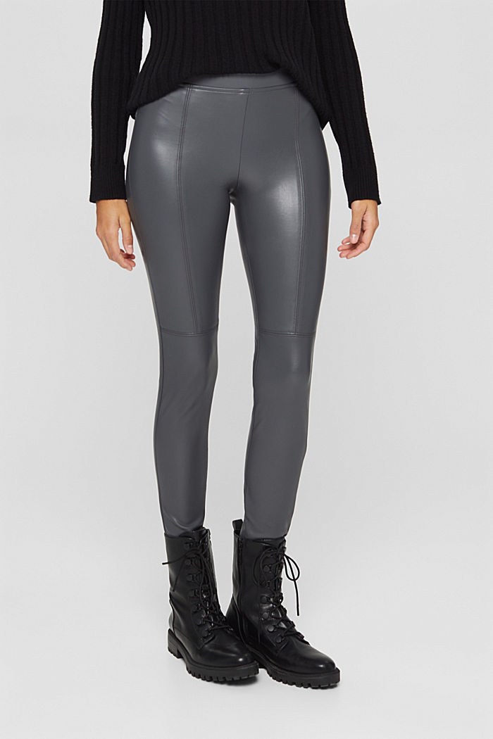 Faux leather leggings with topstitched seams