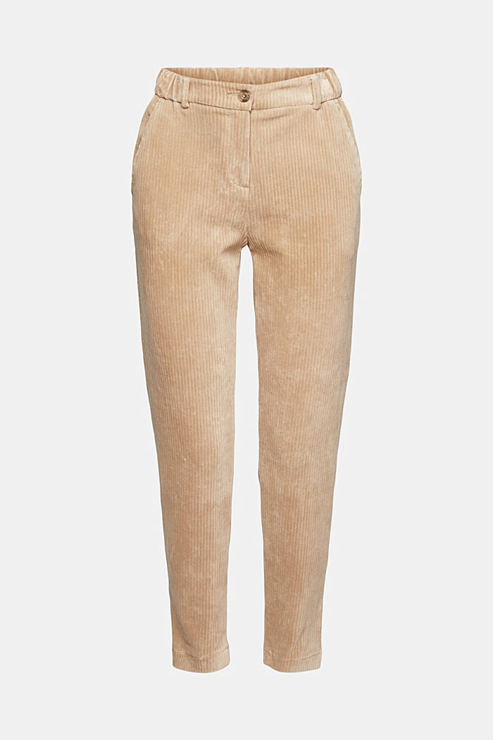 Corduroy trousers with added stretch for comfort, KHAKI BEIGE, overview