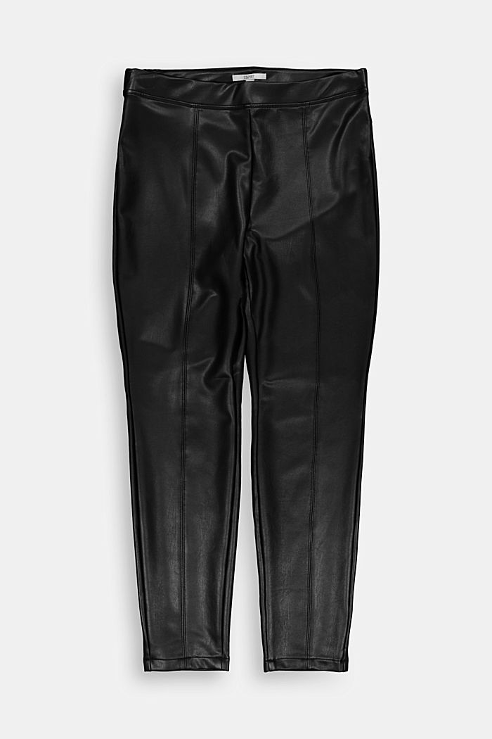 CURVY faux leather leggings, BLACK, overview