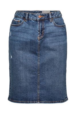 ESPRIT Jupe crayon en denim, coton biologique