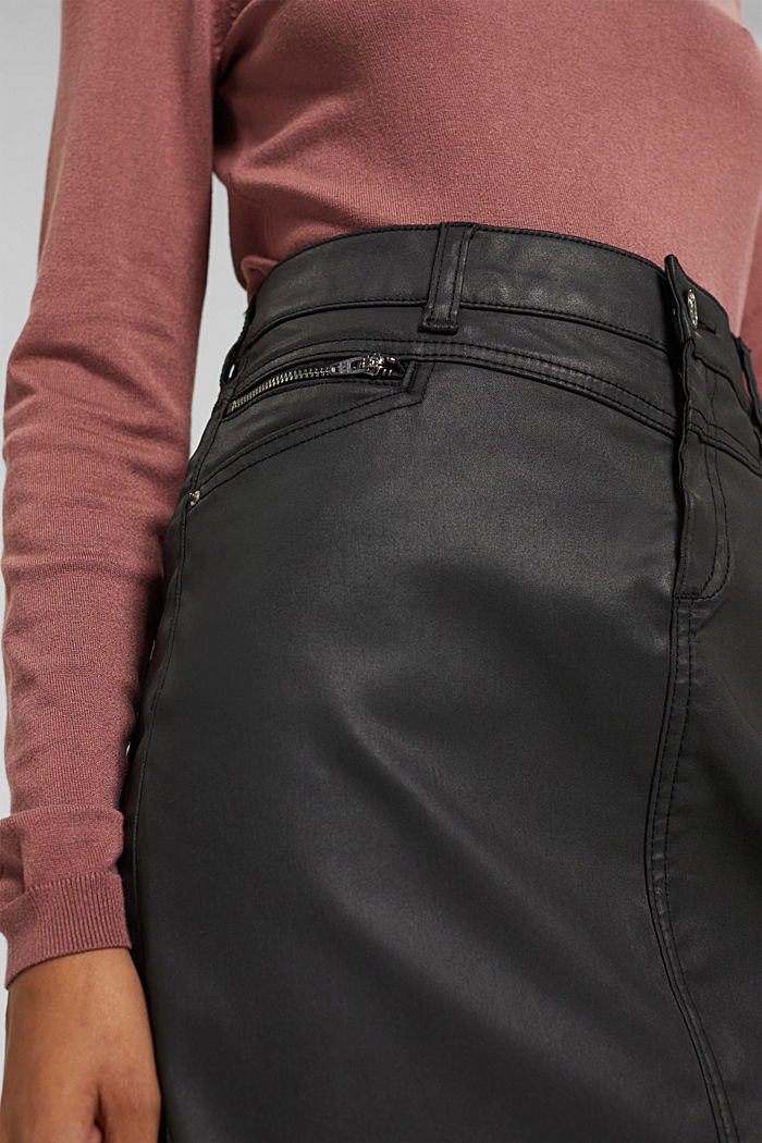 Mini-jupe en denim enduit, BLACK, detail image number 2