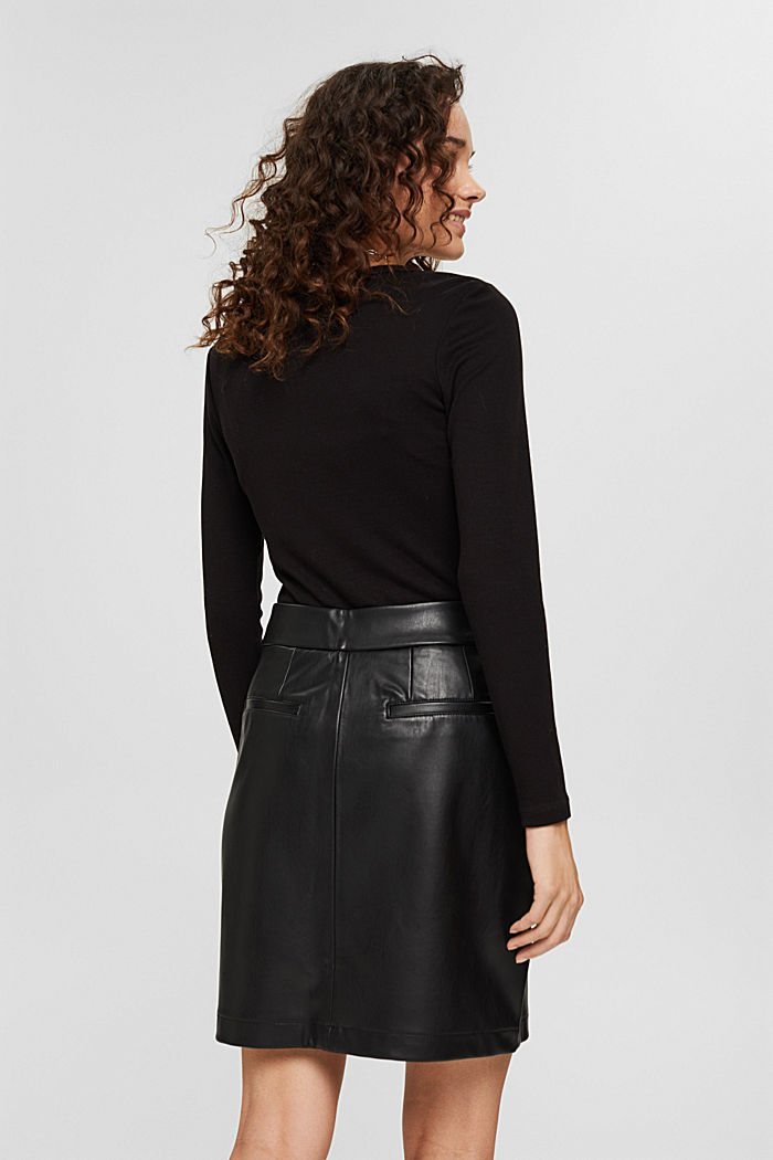 Minifalda de polipiel, BLACK, detail image number 3