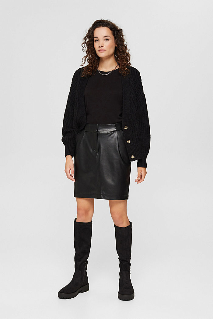 Faux leather mini skirt, BLACK, detail image number 1