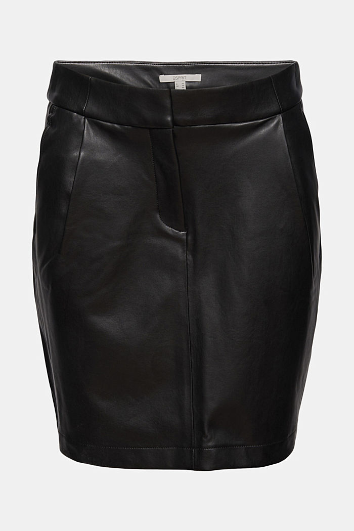 Faux leather mini skirt, BLACK, overview