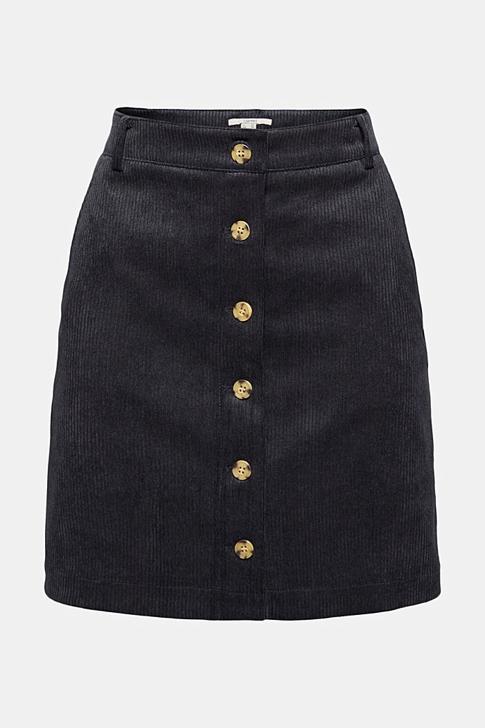 Recycled: corduroy mini skirt with a button placket, BLACK, detail image number 6