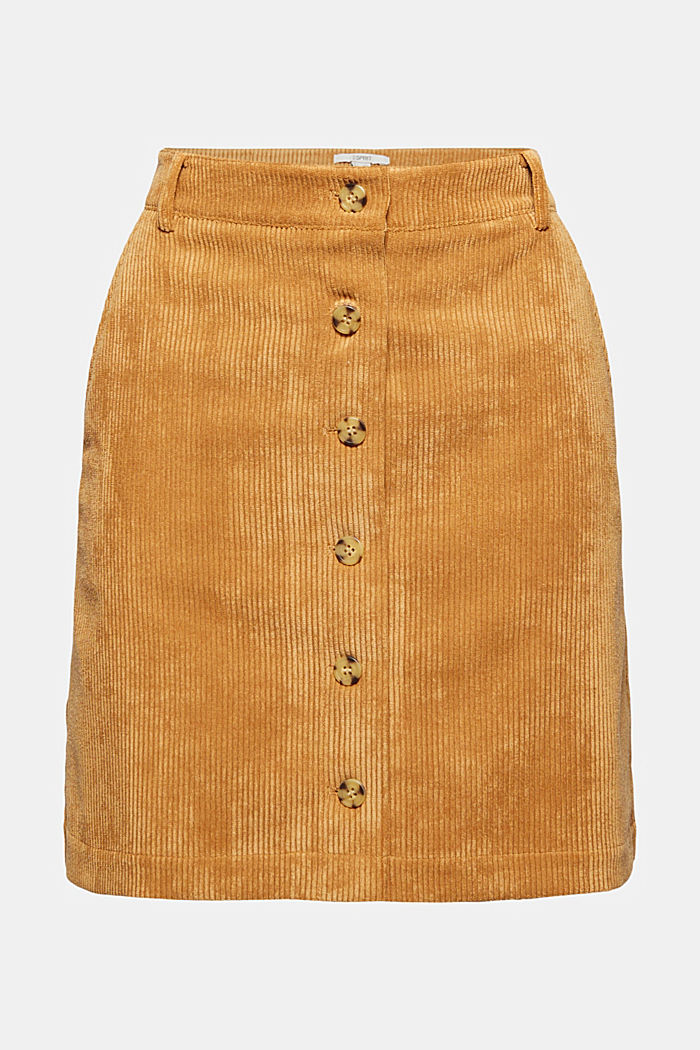 Recycled: corduroy mini skirt with a button placket