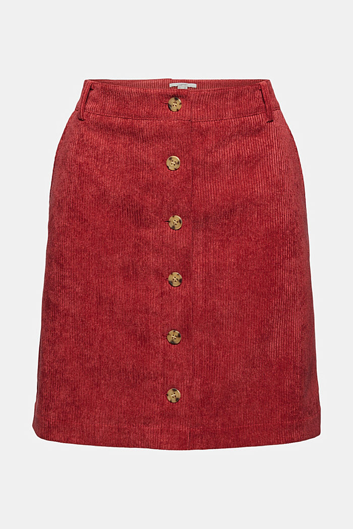 Recycled: corduroy mini skirt with a button placket, DARK RED, detail image number 7