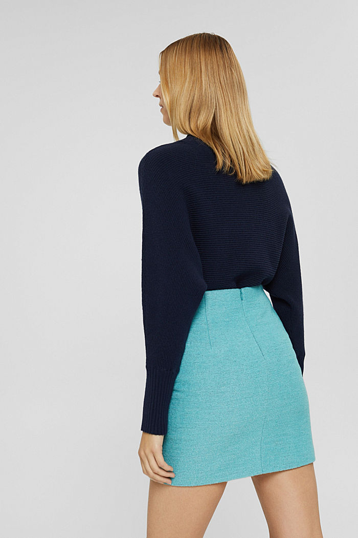 Wool blend: mini skirt with a high waistband, TURQUOISE, detail image number 3
