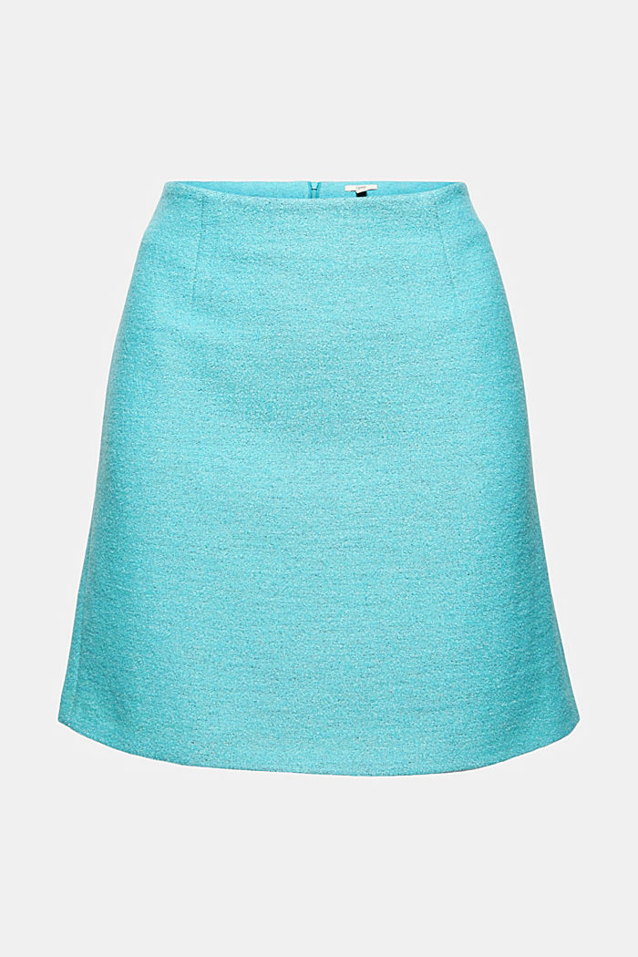 Wool blend: mini skirt with a high waistband, TURQUOISE, overview