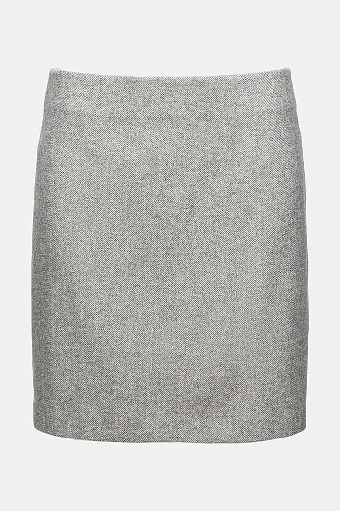 Wool blend: Mini skirt with a herringbone pattern, ANTHRACITE, detail image number 7