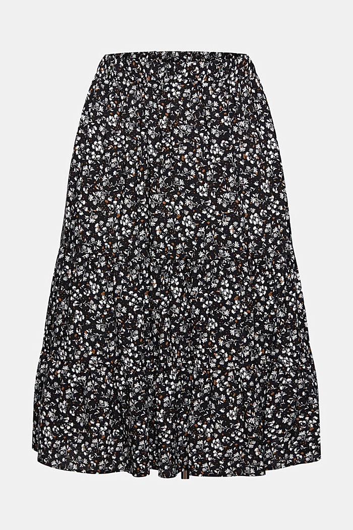 Tiered skirt, LENZING™ ECOVERO™, BLACK, detail image number 6