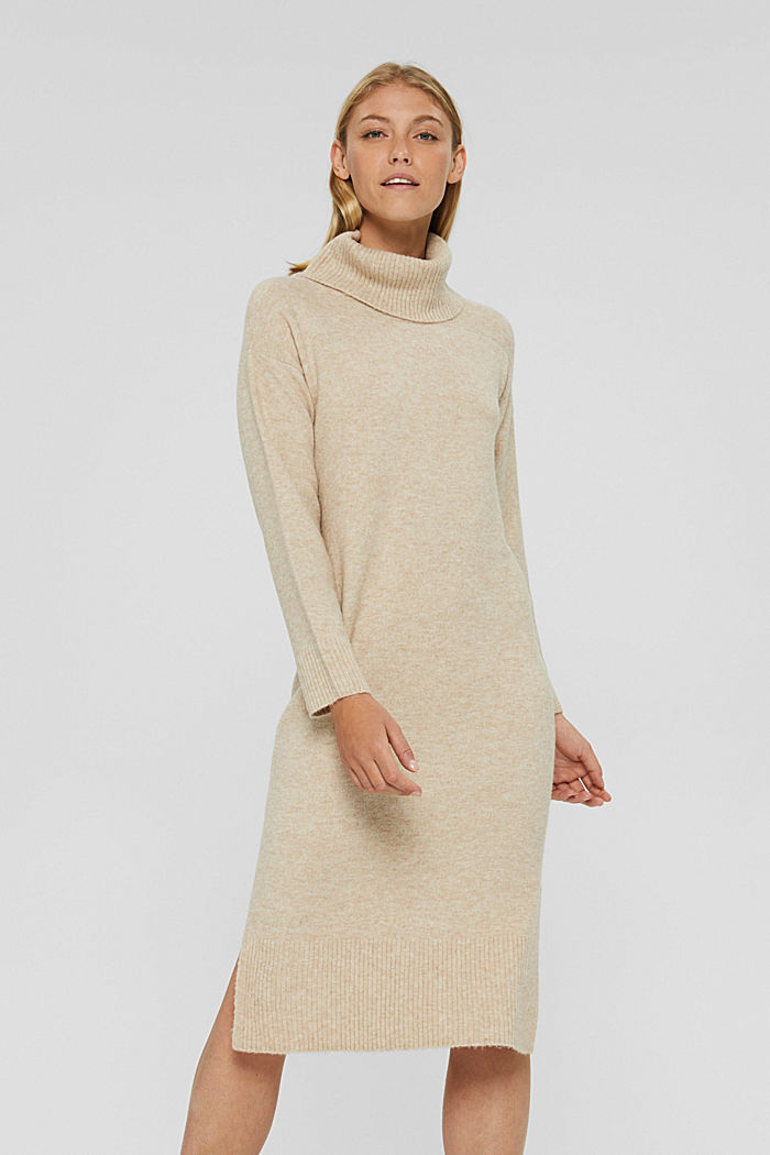 À teneur en laine/alpaga : la robe-pull à col roulé