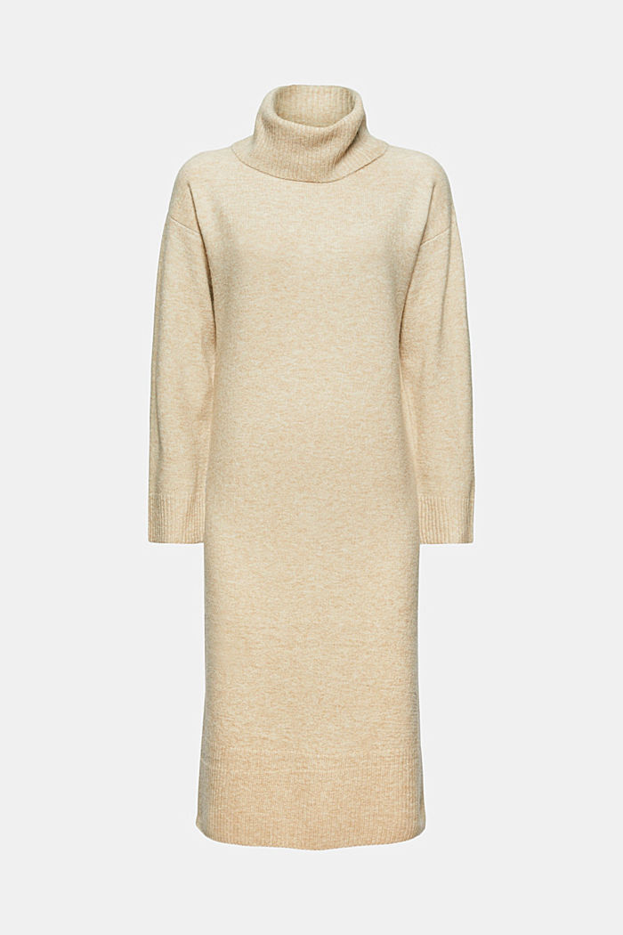 Wool/alpaca blend: knit dress with a polo neck