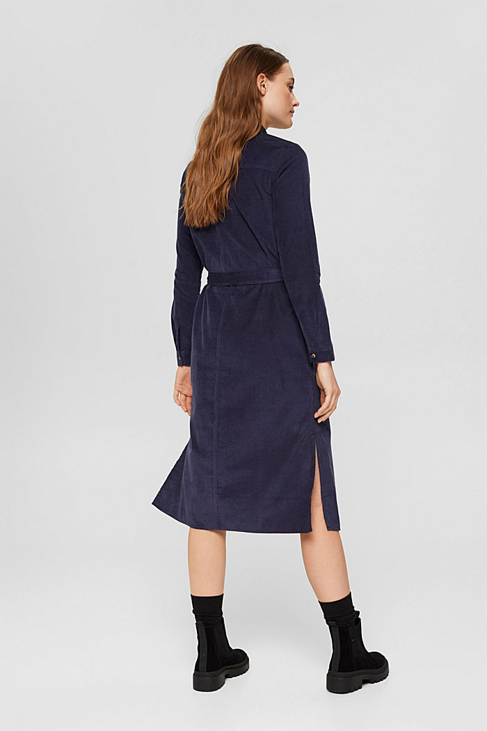 Corduroy shirt dress with a belt, NAVY, detail image number 2