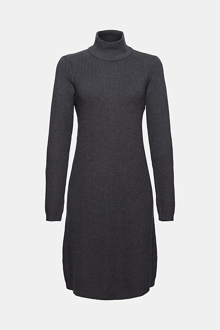 Knee-length knit dress made of organic cotton, ANTHRACITE, detail image number 6
