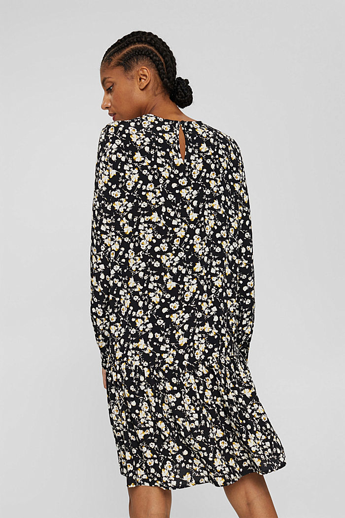 Mille-fleurs flounce dress with LENZING™ ECOVERO™, BLACK, detail image number 2