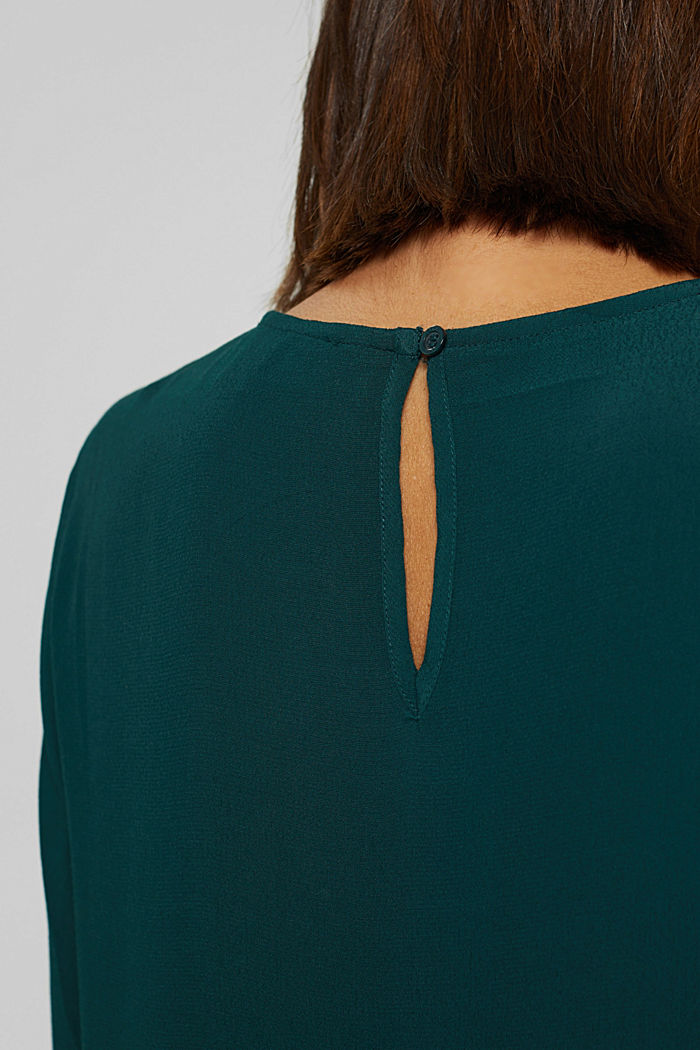 Flounce dress with LENZING™ ECOVERO™, DARK TEAL GREEN, detail image number 5