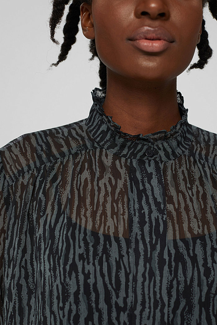 Chiffon blouse with an animal print and a top, GUNMETAL, detail image number 2