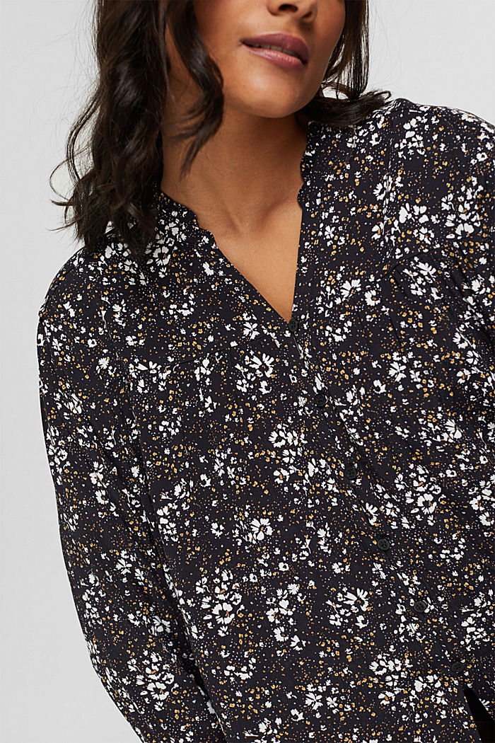 Mille-fleurs blouse with LENZING™ ECOVERO™, BLACK, detail image number 2