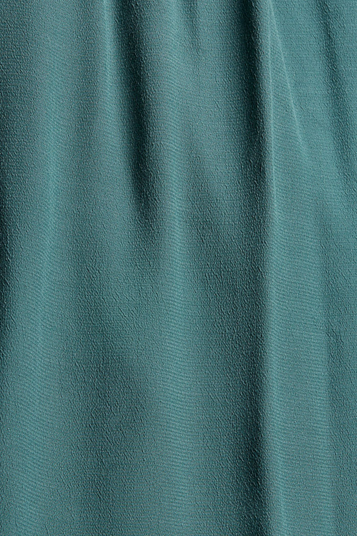 Henley blouse with frills, LENZING™ ECOVERO™, TEAL BLUE, detail image number 4